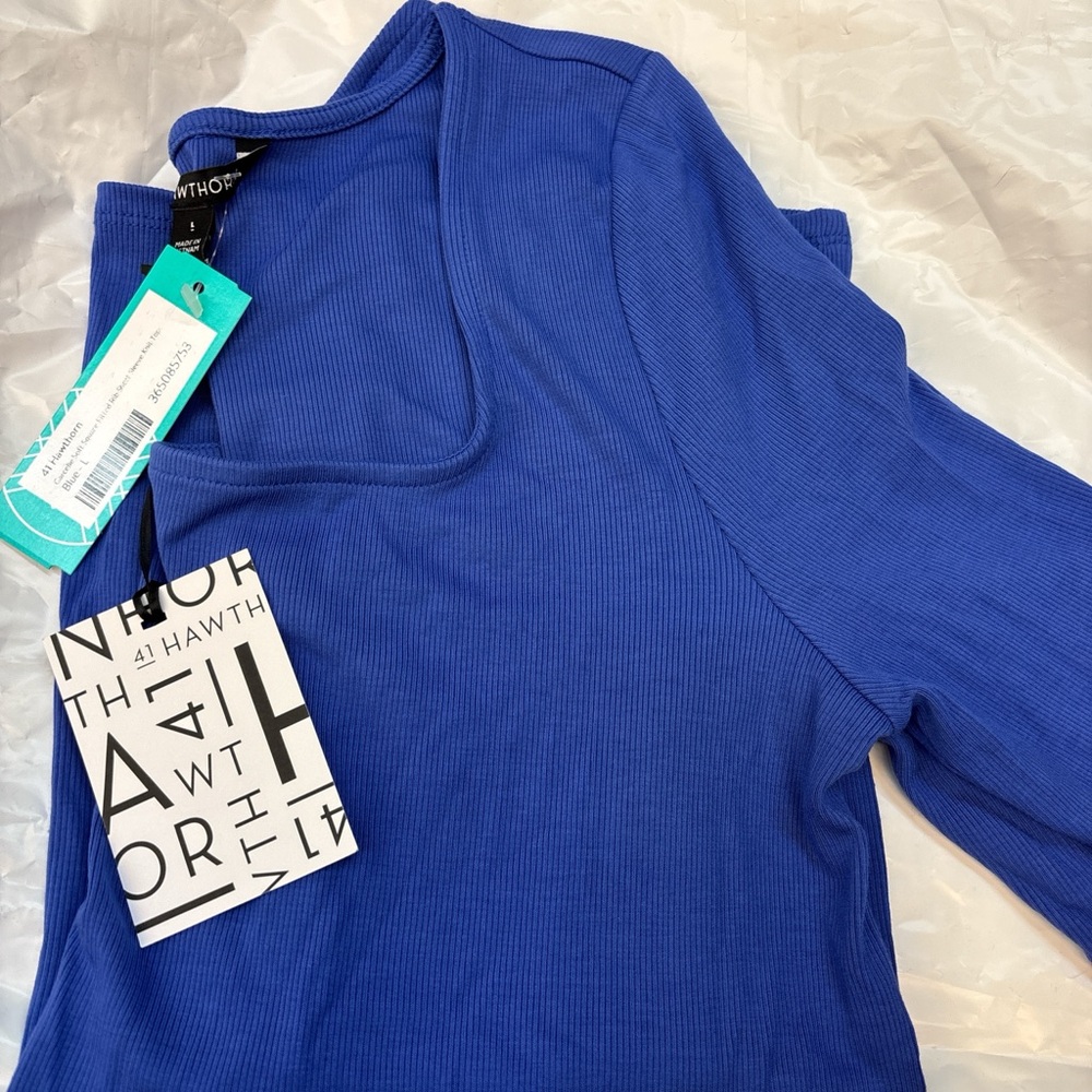 41 Hawthorn Cobalt Ribbed Blouse